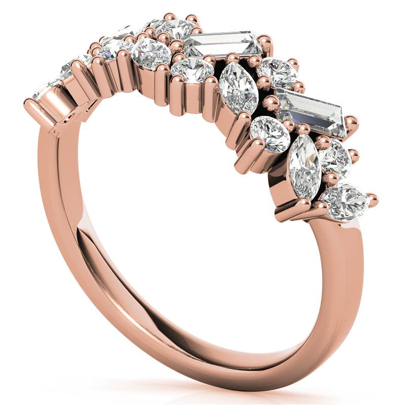 Round, Baguette & Marquise Moissanite Stackable Band