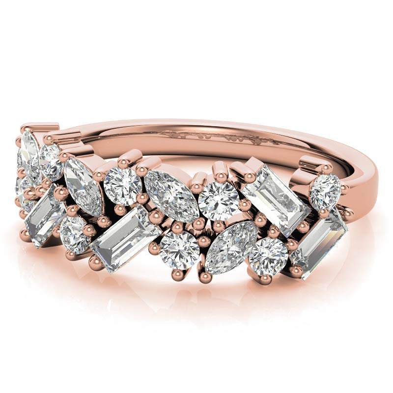 Round, Baguette & Marquise Moissanite Stackable Band