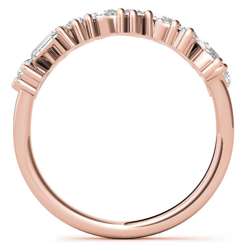 Round, Baguette & Marquise Moissanite Stackable Band
