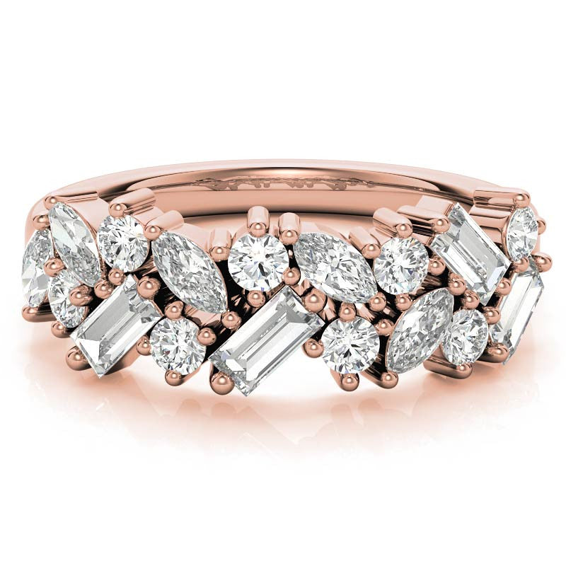 Round, Baguette & Marquise Moissanite Stackable Band