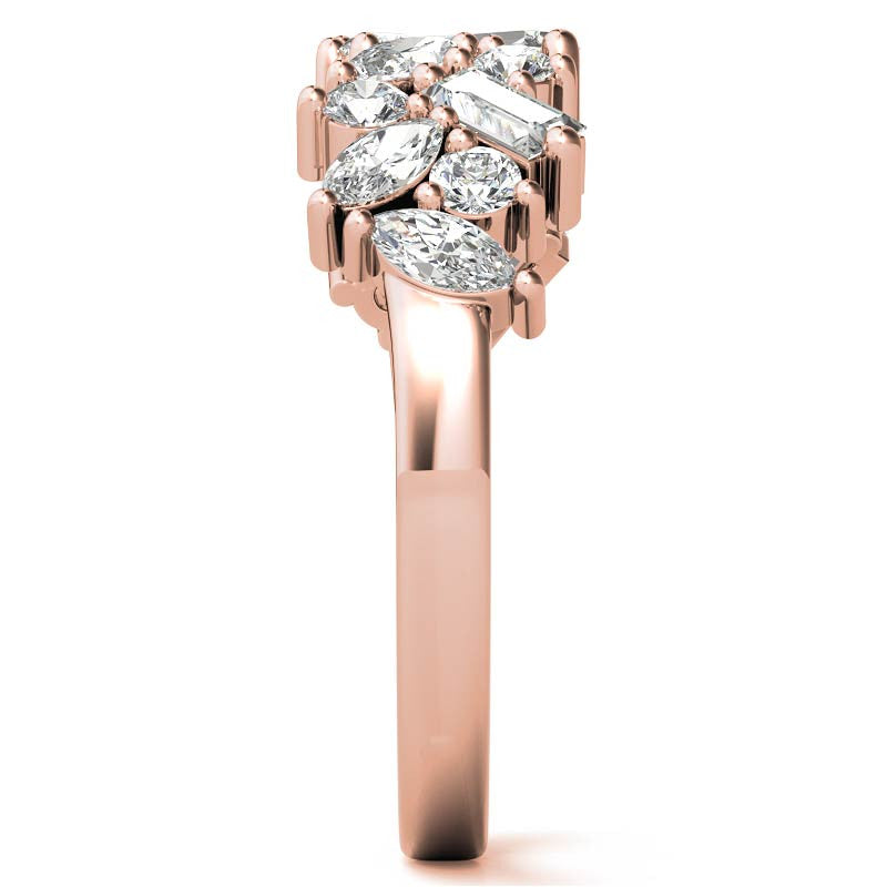 Round, Baguette & Marquise Moissanite Stackable Band