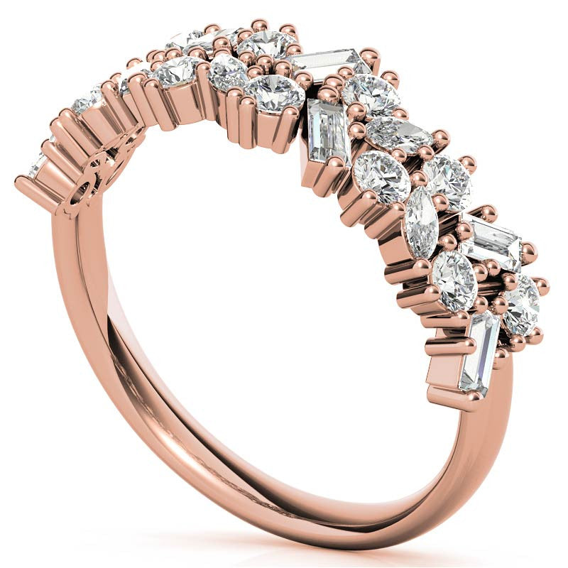 Round/Baguette/Marquise Moissanite Cluster Stackable Band