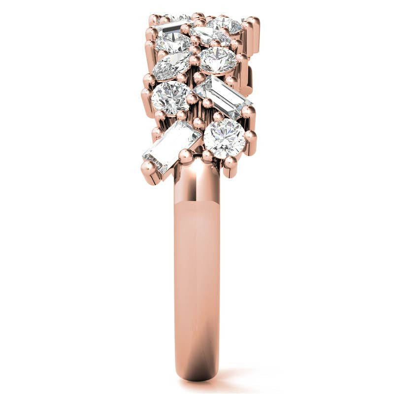 Round/Baguette/Marquise Moissanite Cluster Stackable Band
