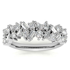 Round/Baguette/Marquise Moissanite Cluster Stackable Band