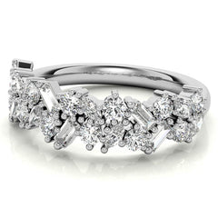 Round/Baguette/Marquise Moissanite Cluster Stackable Band