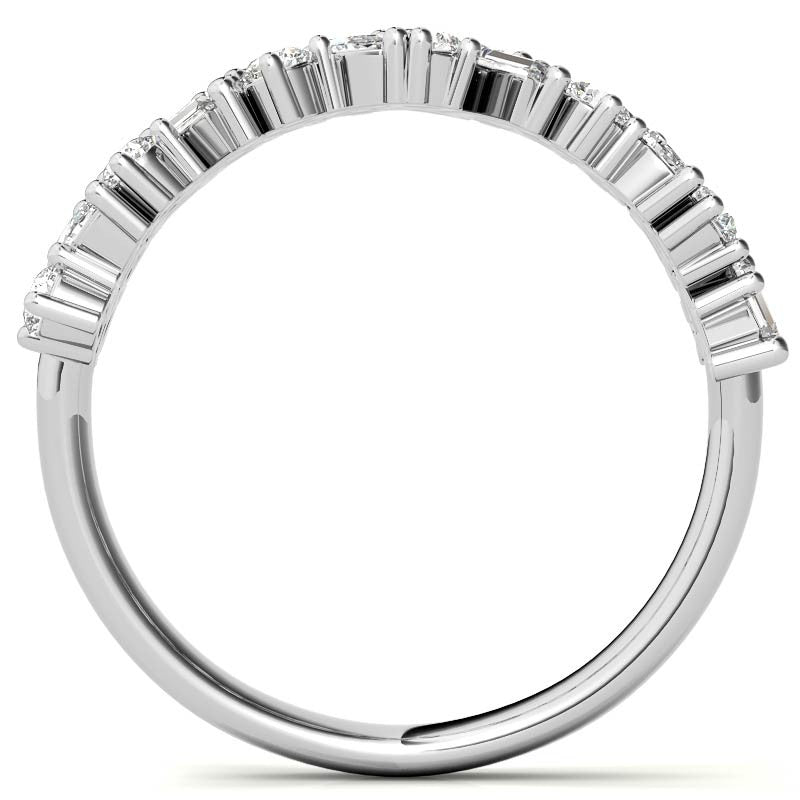 Round/Baguette/Marquise Moissanite Cluster Stackable Band