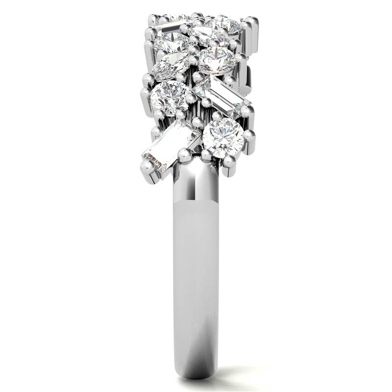 Round/Baguette/Marquise Moissanite Cluster Stackable Band