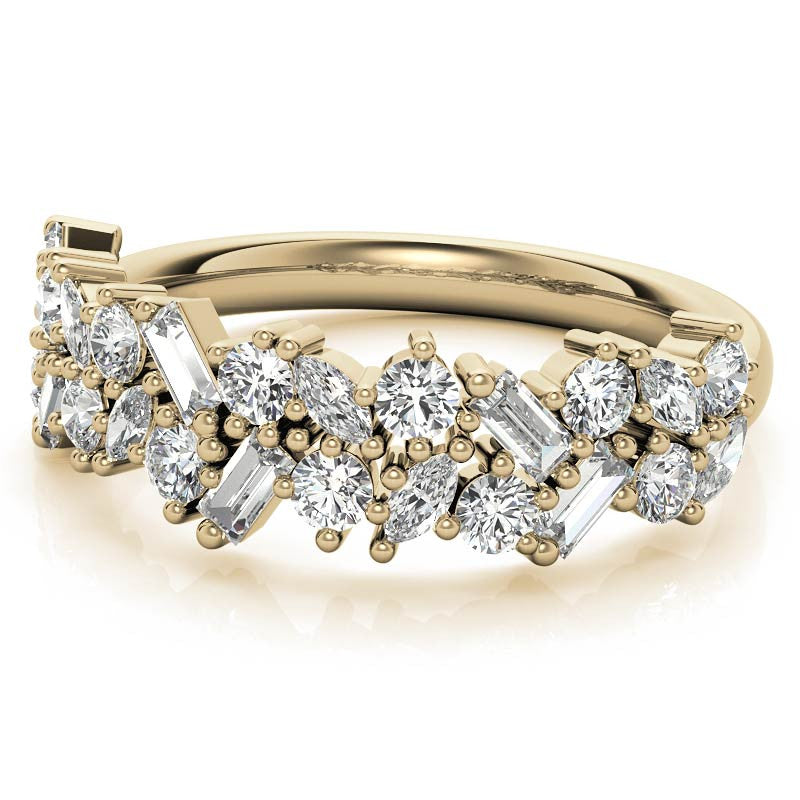 Round/Baguette/Marquise Moissanite Cluster Stackable Band