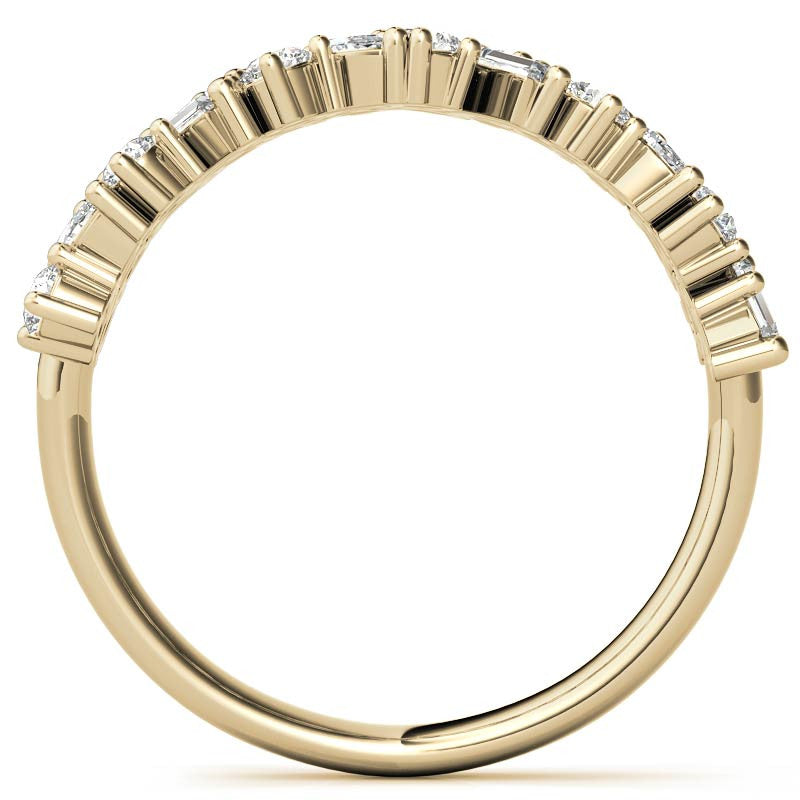 Round/Baguette/Marquise Moissanite Cluster Stackable Band