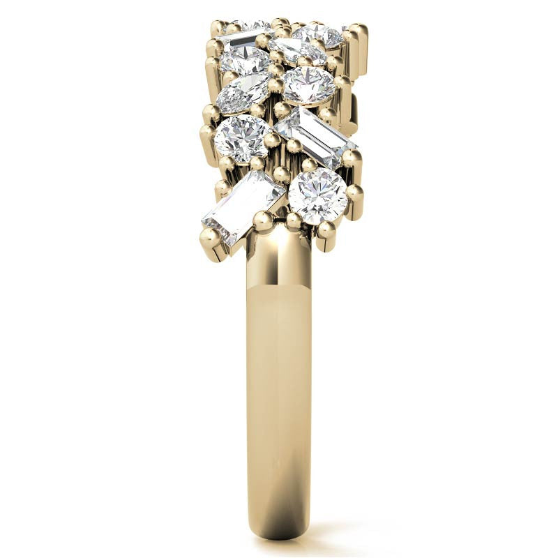 Round/Baguette/Marquise Moissanite Cluster Stackable Band