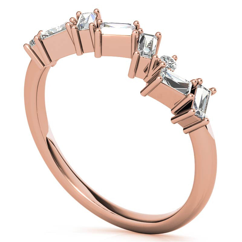Round and Baguette Moissanite Stackable Band