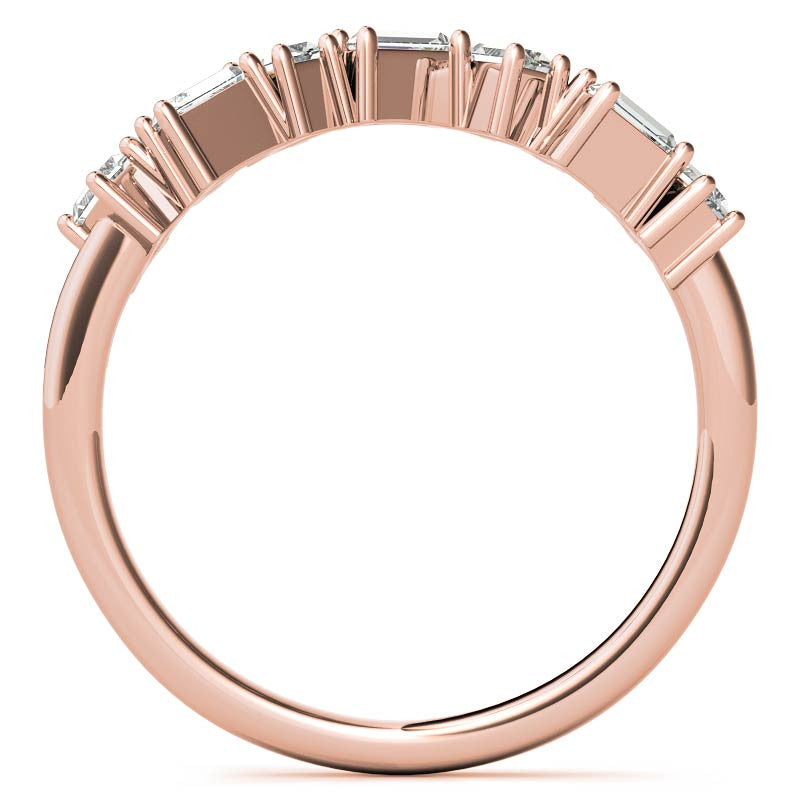 Round and Baguette Moissanite Stackable Band