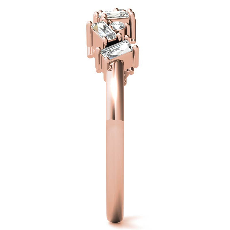 Round and Baguette Moissanite Stackable Band
