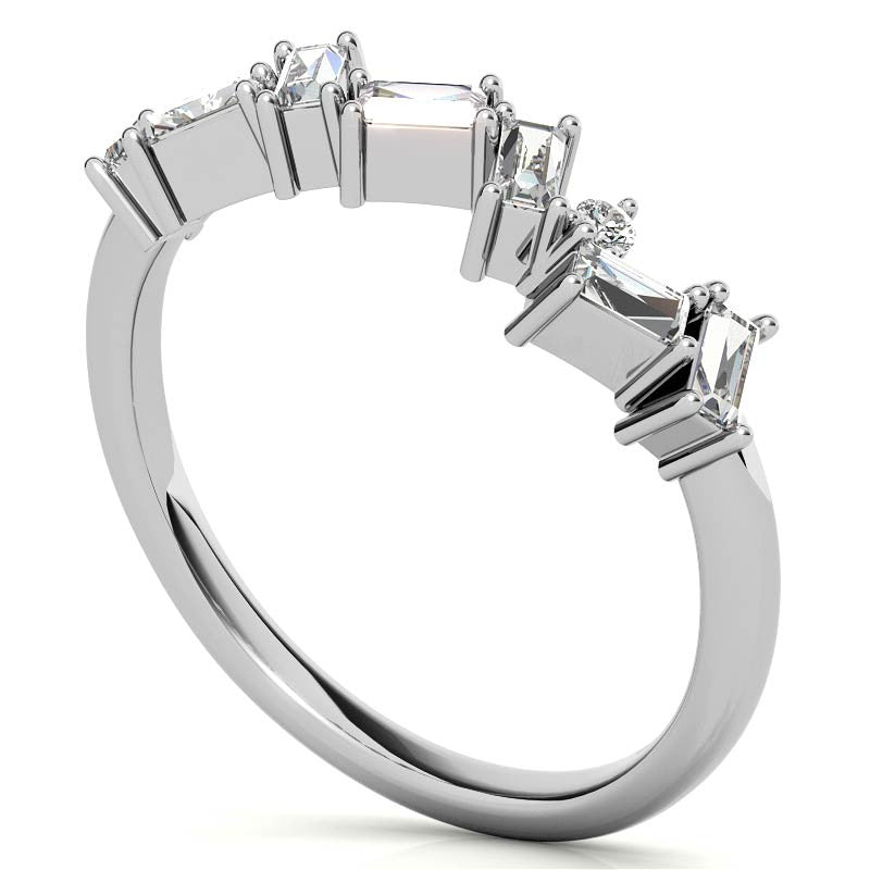 Round and Baguette Moissanite Stackable Band