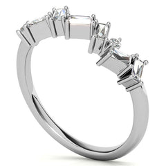 Round and Baguette Moissanite Stackable Band