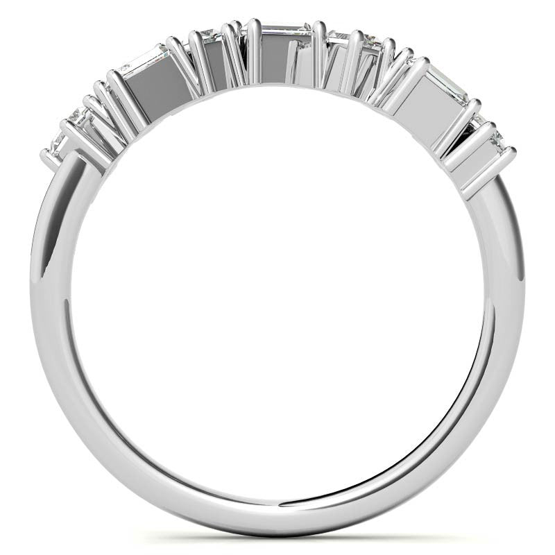 Round and Baguette Moissanite Stackable Band
