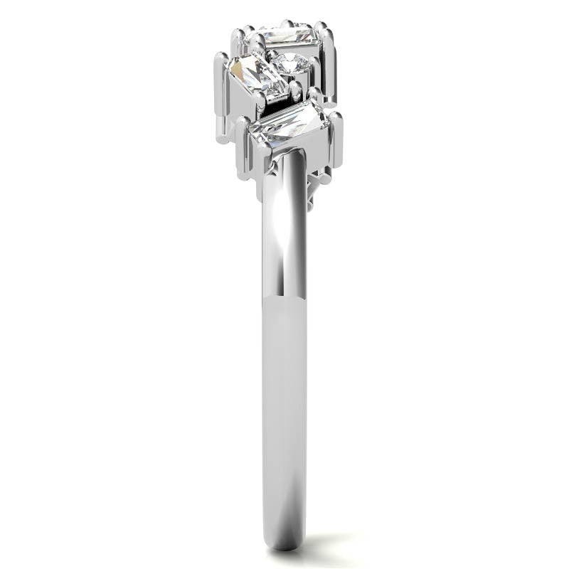Round and Baguette Moissanite Stackable Band
