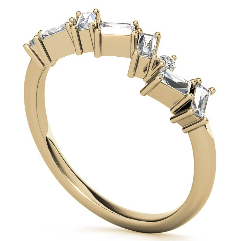 Round and Baguette Moissanite Stackable Band