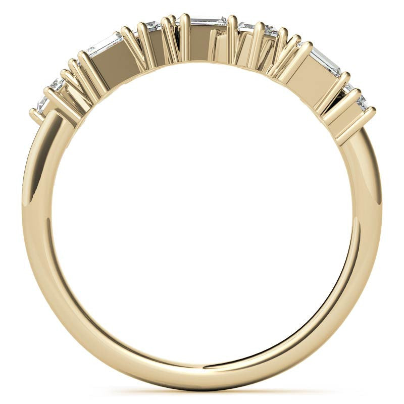 Round and Baguette Moissanite Stackable Band
