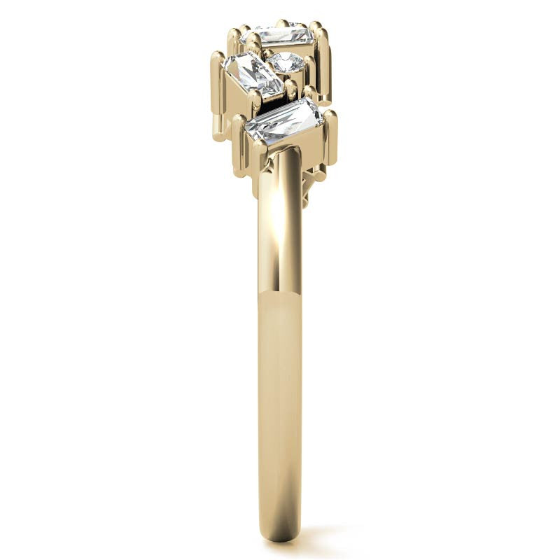 Round and Baguette Moissanite Stackable Band