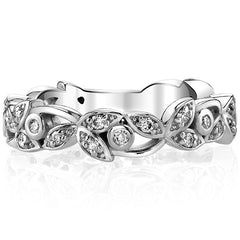 Round Floral Accent Moissanite Stackable Band