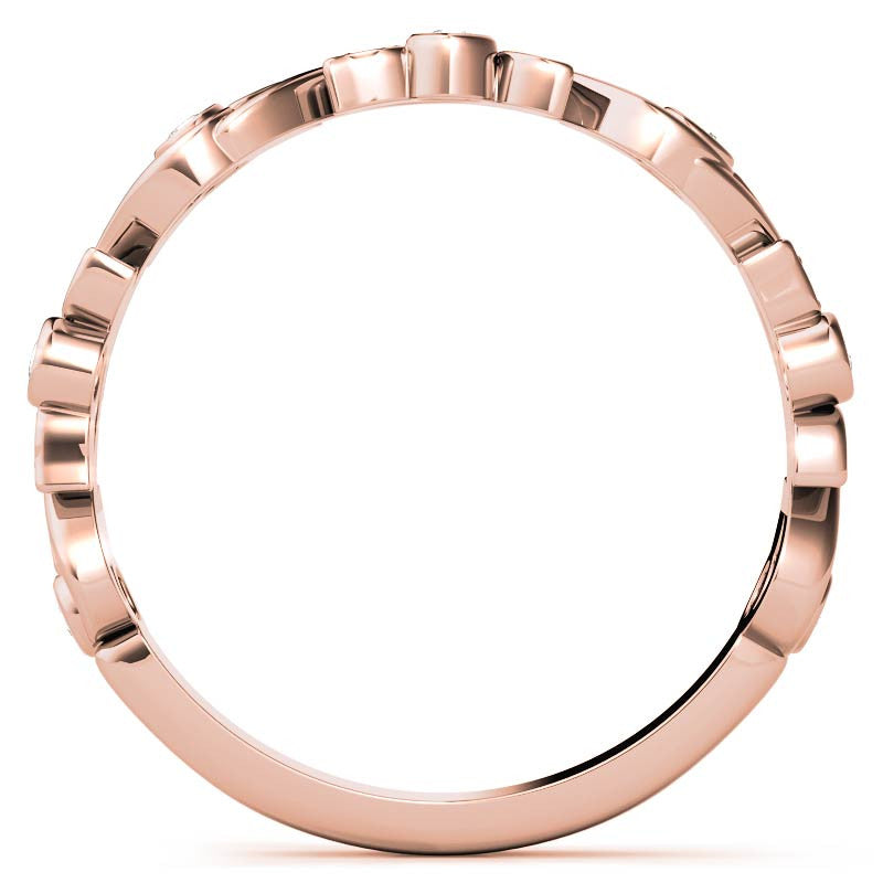 Round Leaf Accent Moissanite Stackable Band