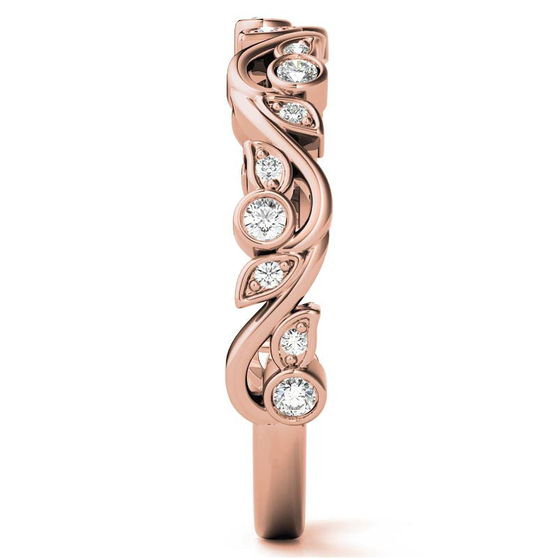 Round Leaf Accent Moissanite Stackable Band