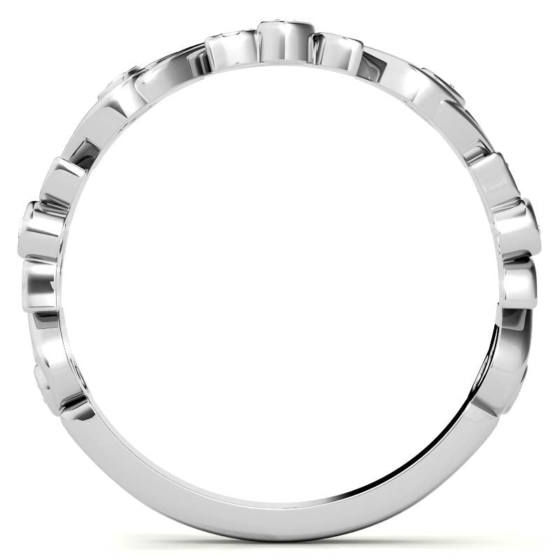 Round Leaf Accent Moissanite Stackable Band