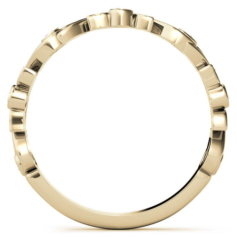 Round Leaf Accent Moissanite Stackable Band