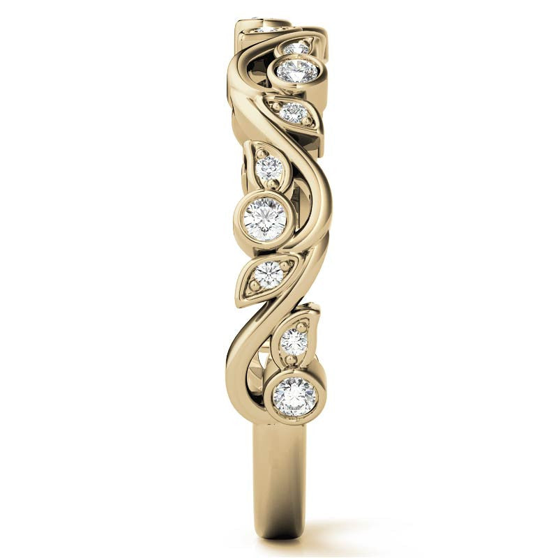 Round Leaf Accent Moissanite Stackable Band