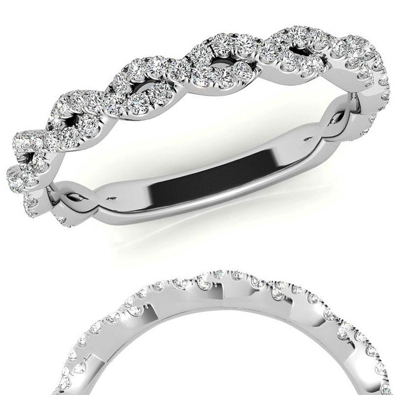Round Infinity Style Moissanite Stackable Band