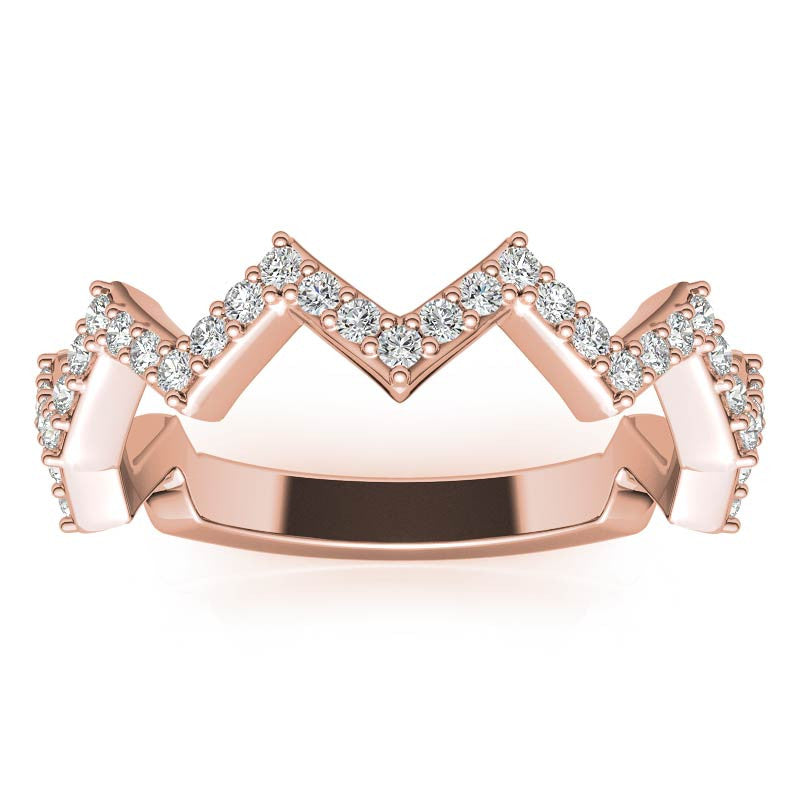 Round Chevron Design Moissanite Stackable Band