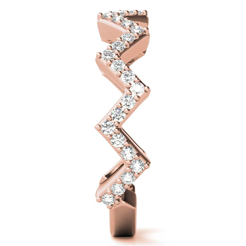 Round Chevron Design Moissanite Stackable Band