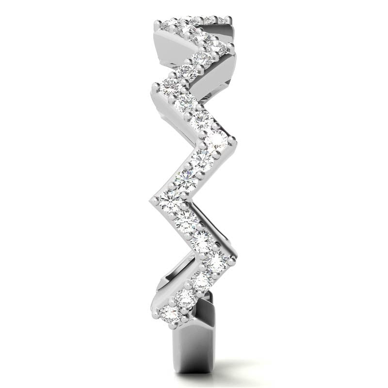 Round Chevron Design Moissanite Stackable Band
