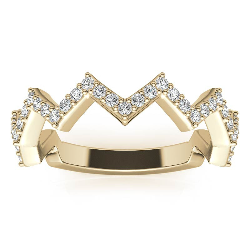 Round Chevron Design Moissanite Stackable Band