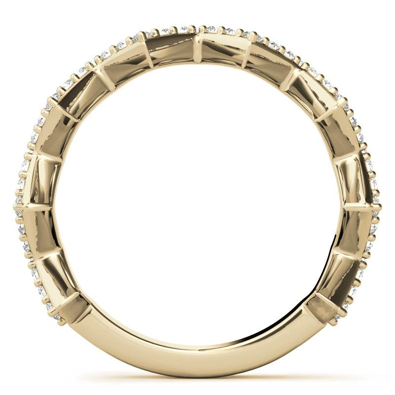 Round Chevron Design Moissanite Stackable Band