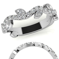 Round and Marquise Moissanite Floral Stackable Band