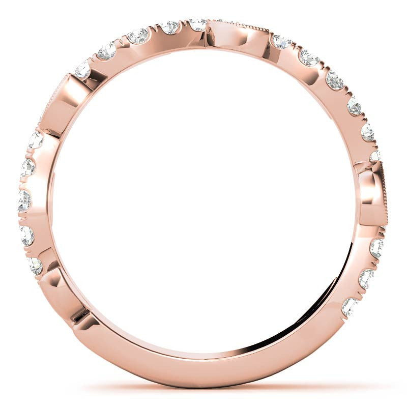 Round and Marquise Moissanite Floral Stackable Band