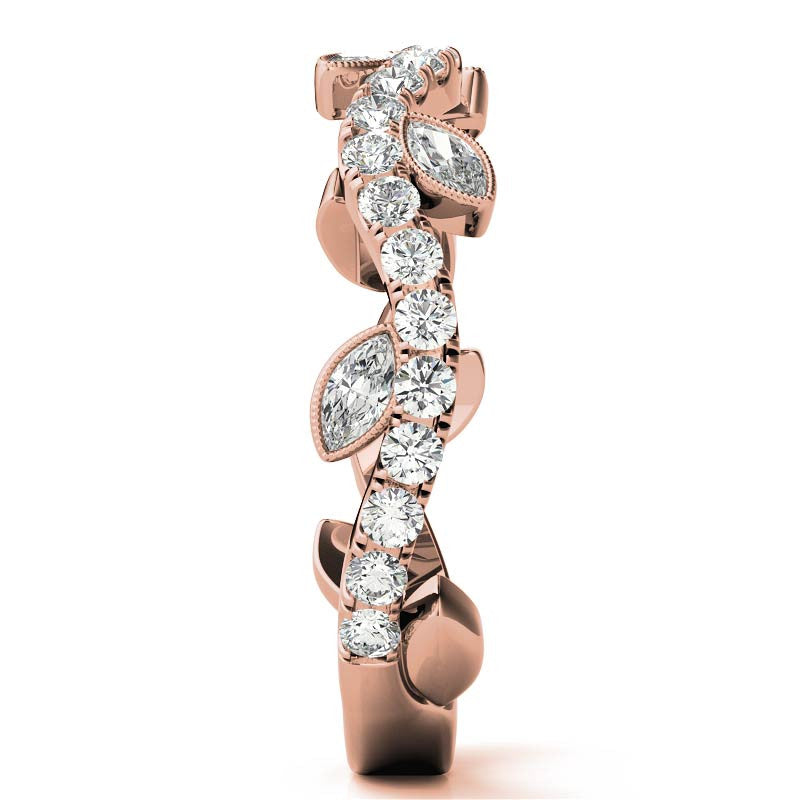 Round and Marquise Moissanite Floral Stackable Band