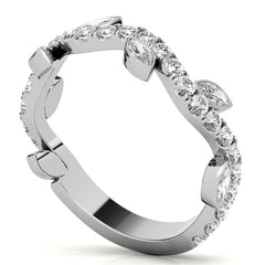 Round and Marquise Moissanite Floral Stackable Band