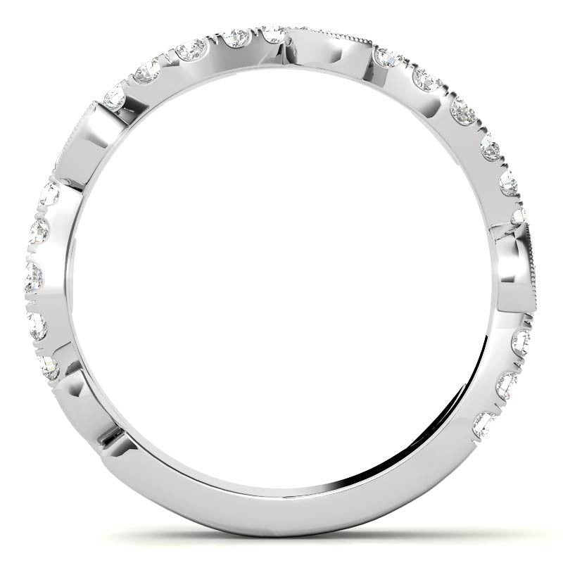 Round and Marquise Moissanite Floral Stackable Band