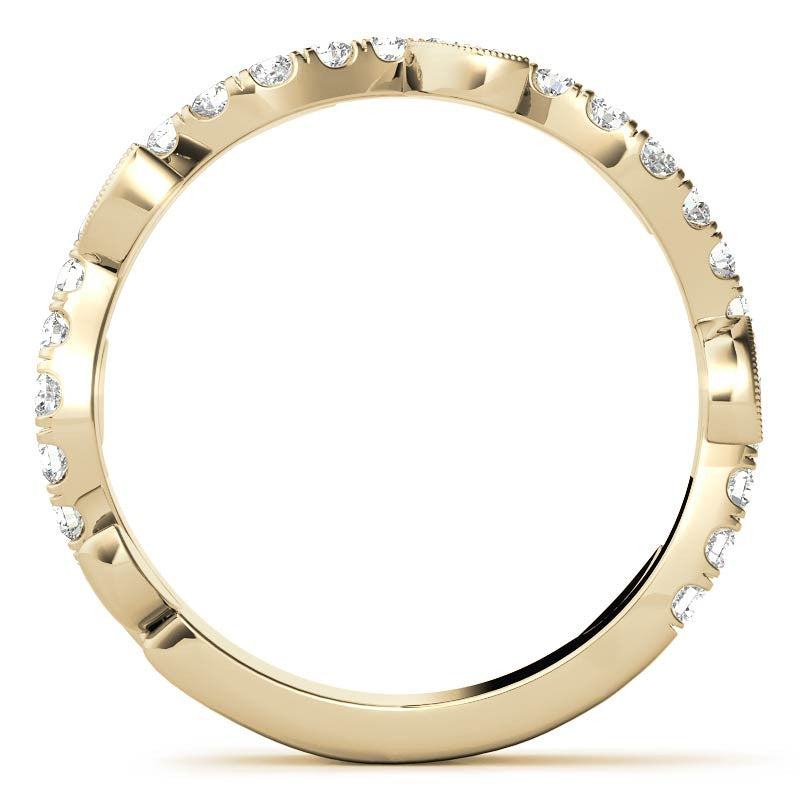 Round and Marquise Moissanite Floral Stackable Band