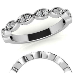 Round Scalloped Moissanite Stackable Band