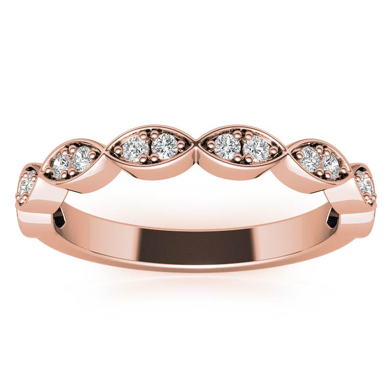 Round Scalloped Moissanite Stackable Band