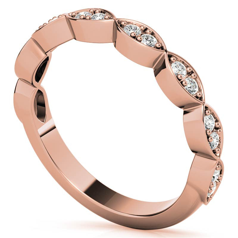 Round Scalloped Moissanite Stackable Band
