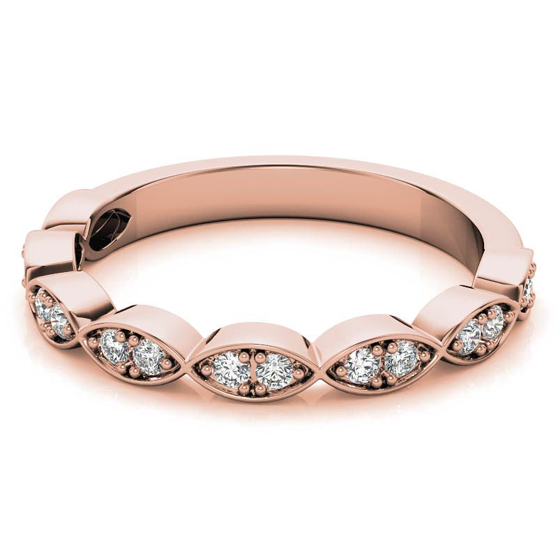 Round Scalloped Moissanite Stackable Band