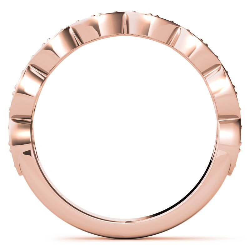 Round Scalloped Moissanite Stackable Band