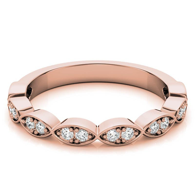 Round Scalloped Moissanite Stackable Band