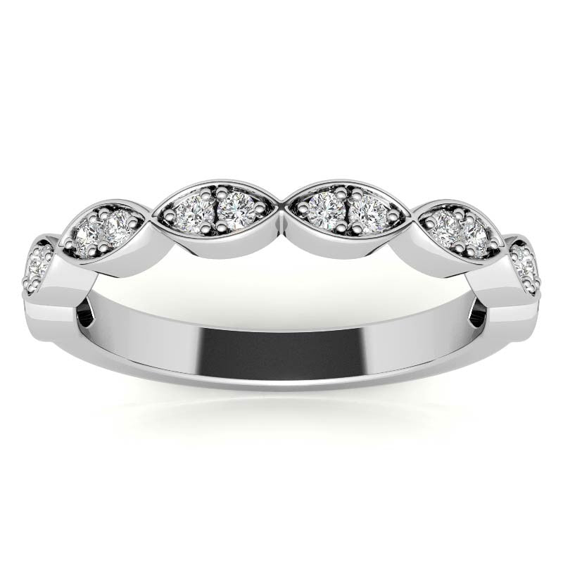 Round Scalloped Moissanite Stackable Band