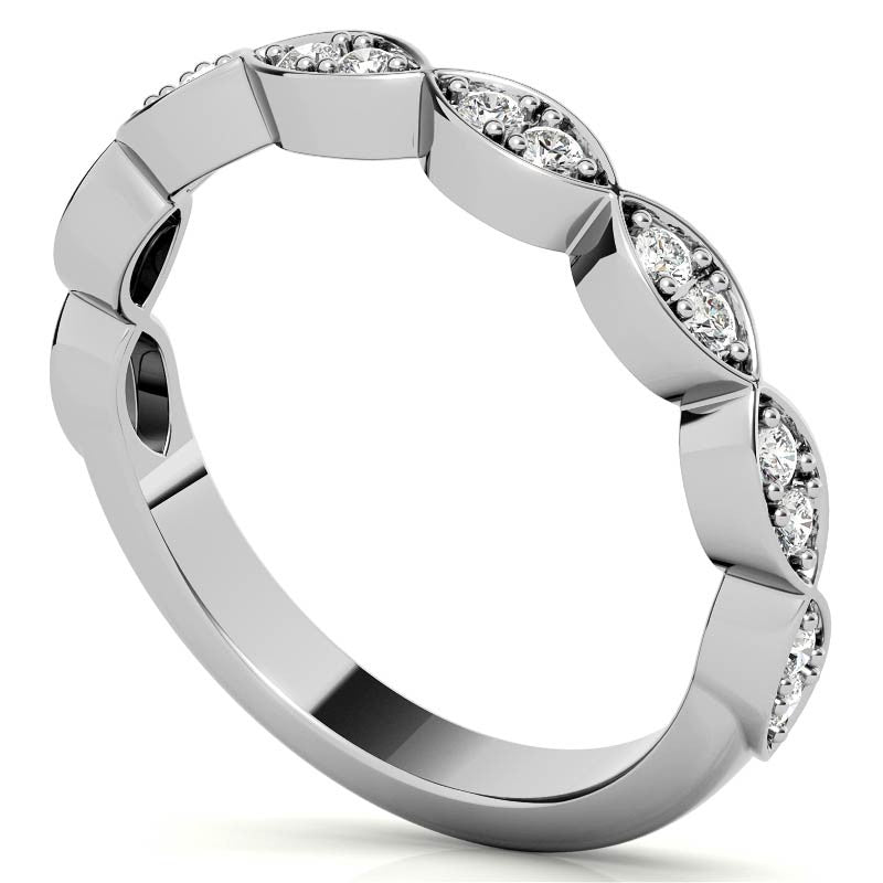 Round Scalloped Moissanite Stackable Band